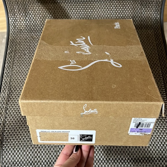 Christian Louboutin Pigalle 120 Plato Pewter/Patent SZ 38 - ONCE WORN (2 hours!) - Picture 4 of 17